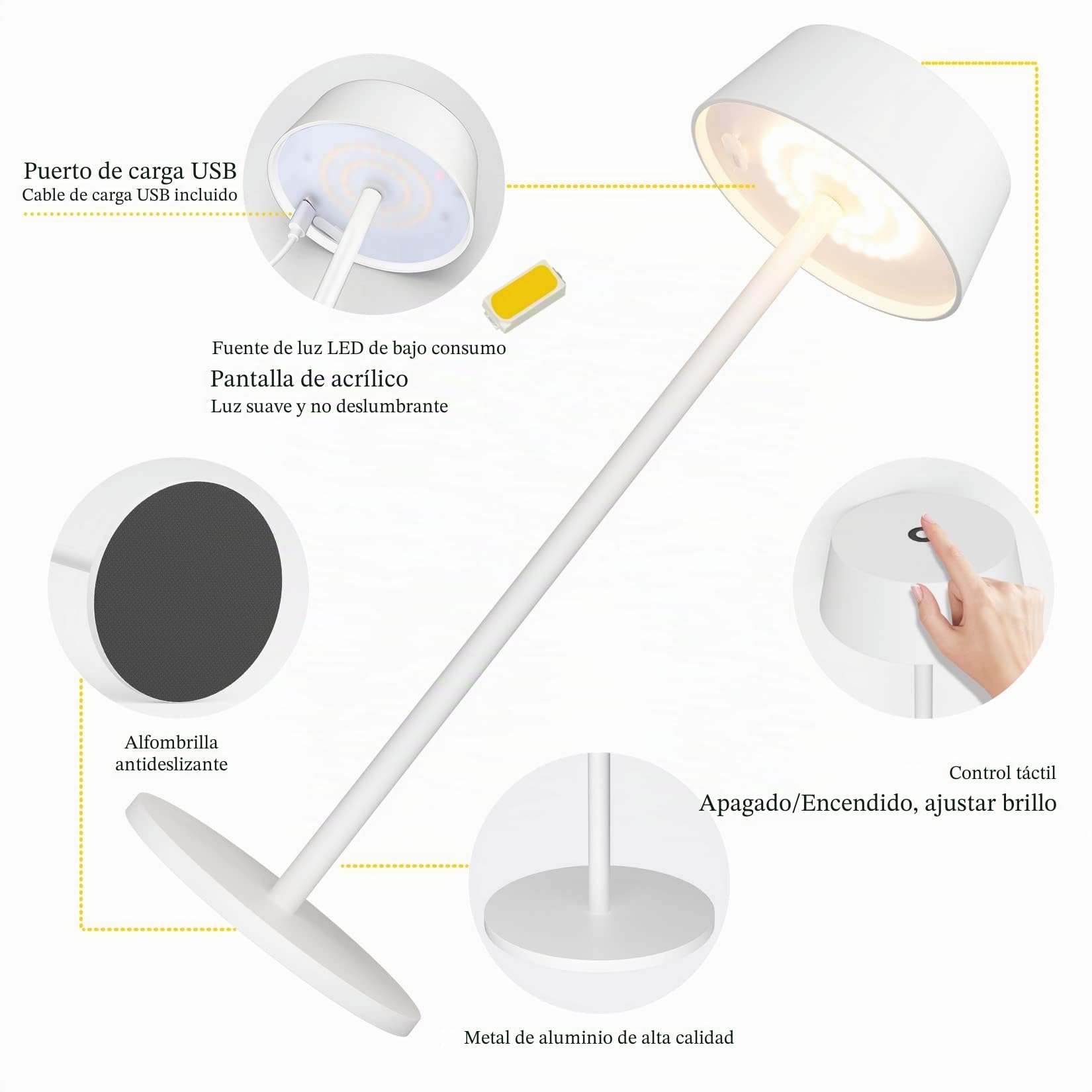 Klighten 2 Piezas LED Recargable Lámpara de mesa con batería, Regulable Antracita Lámpara de escritorio Aluminio con USB-C Carga para Interiores y Exteriore, 3000K/4000K/6000K, IP54