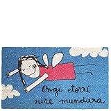 Diseño original Laroom Felpudo, Fibra de Coco y PVC Base, Azul, 40 x 70 cm