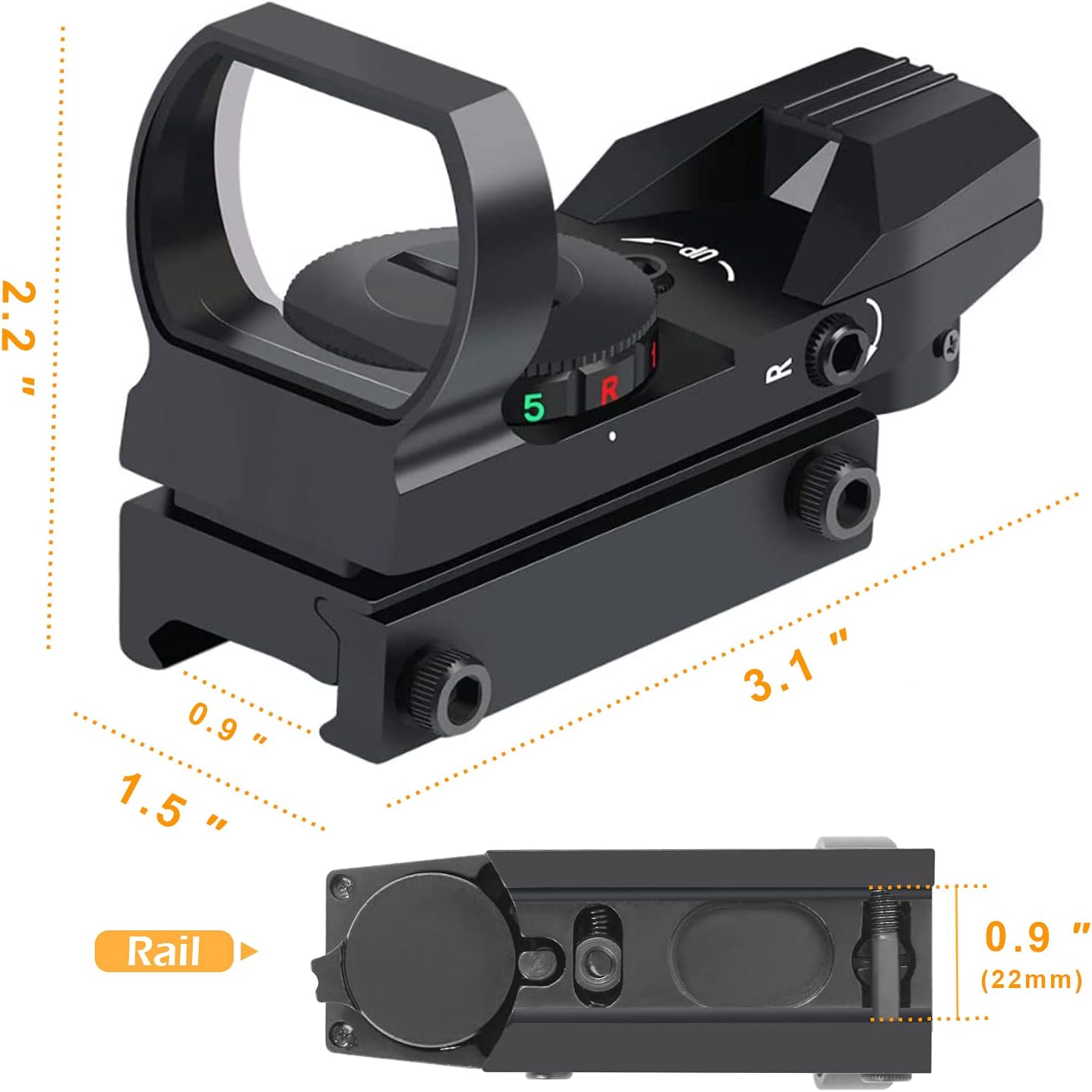 Leogreen Red Green Dot Sight, Reflex Sight Scope with 4 Reticles and 20/22mm Picatinny Weaver Rail Mounts, 5 Adjustable Brightness, Waterproof Shockproof : Sports & Outdoors