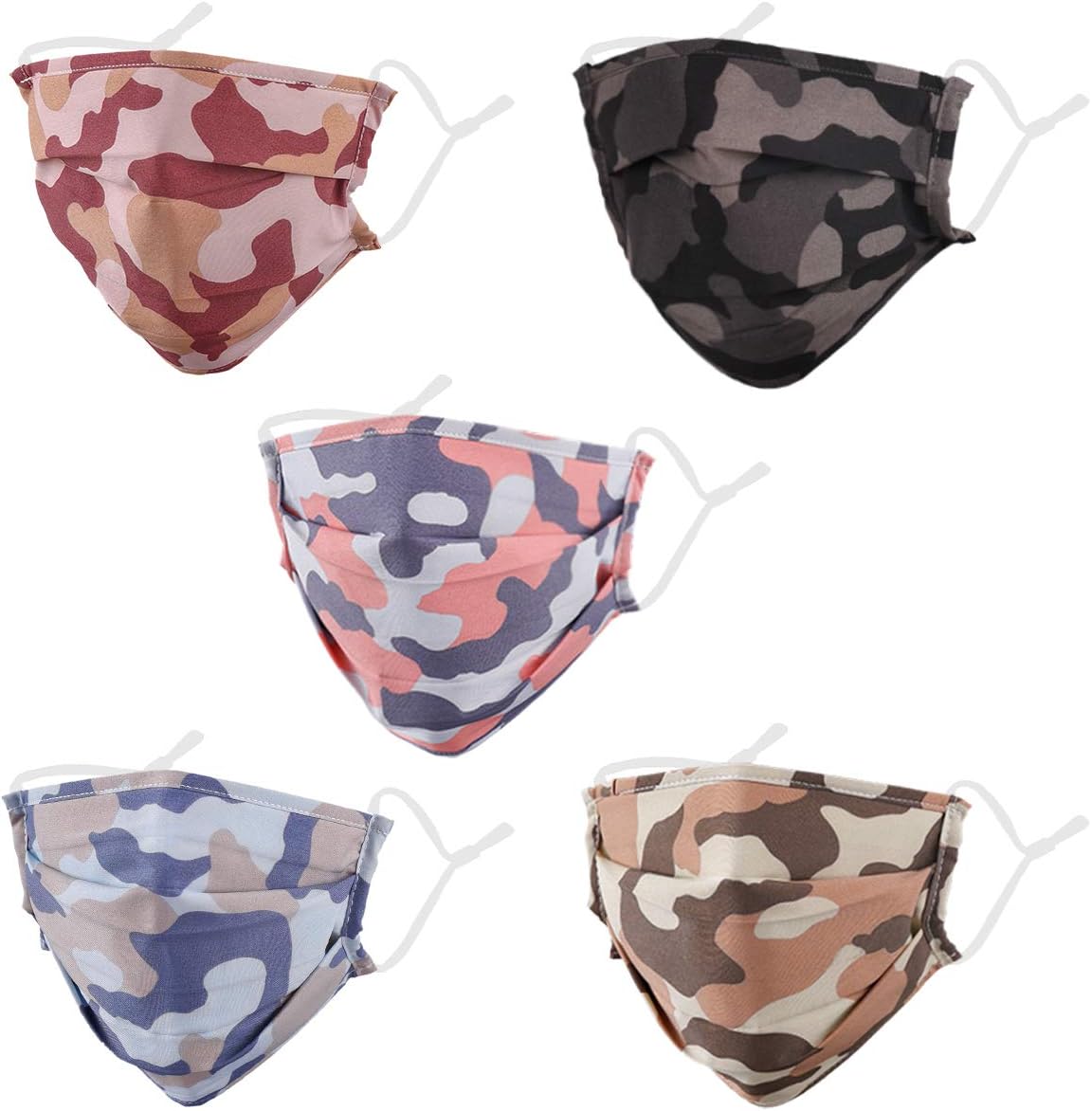 Genovega Stylish Face Mask with Adjustable Ear Loops, Folding Breathable Decorative Facemask for Women Man
