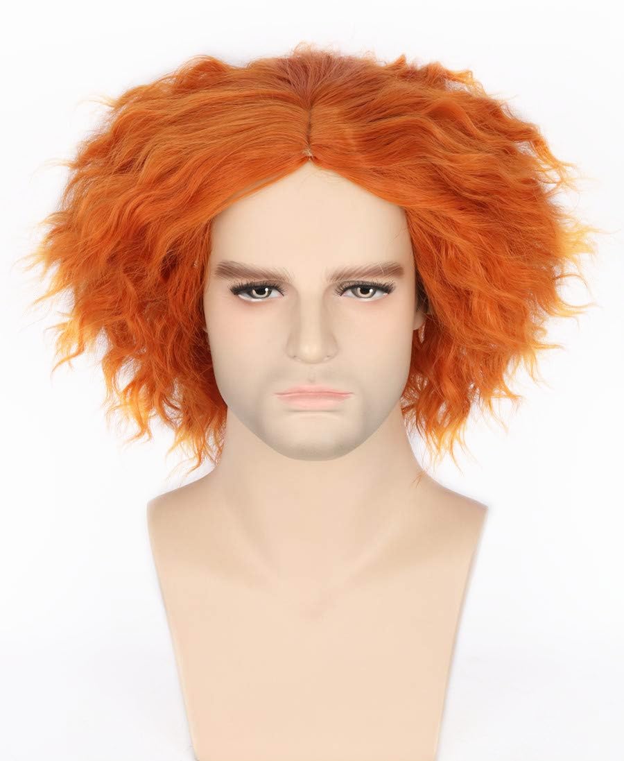 LeMarnia Mad Hatter Wig - Orange Short Curly Wig for Halloween Carnival & Cosplay - Image 2