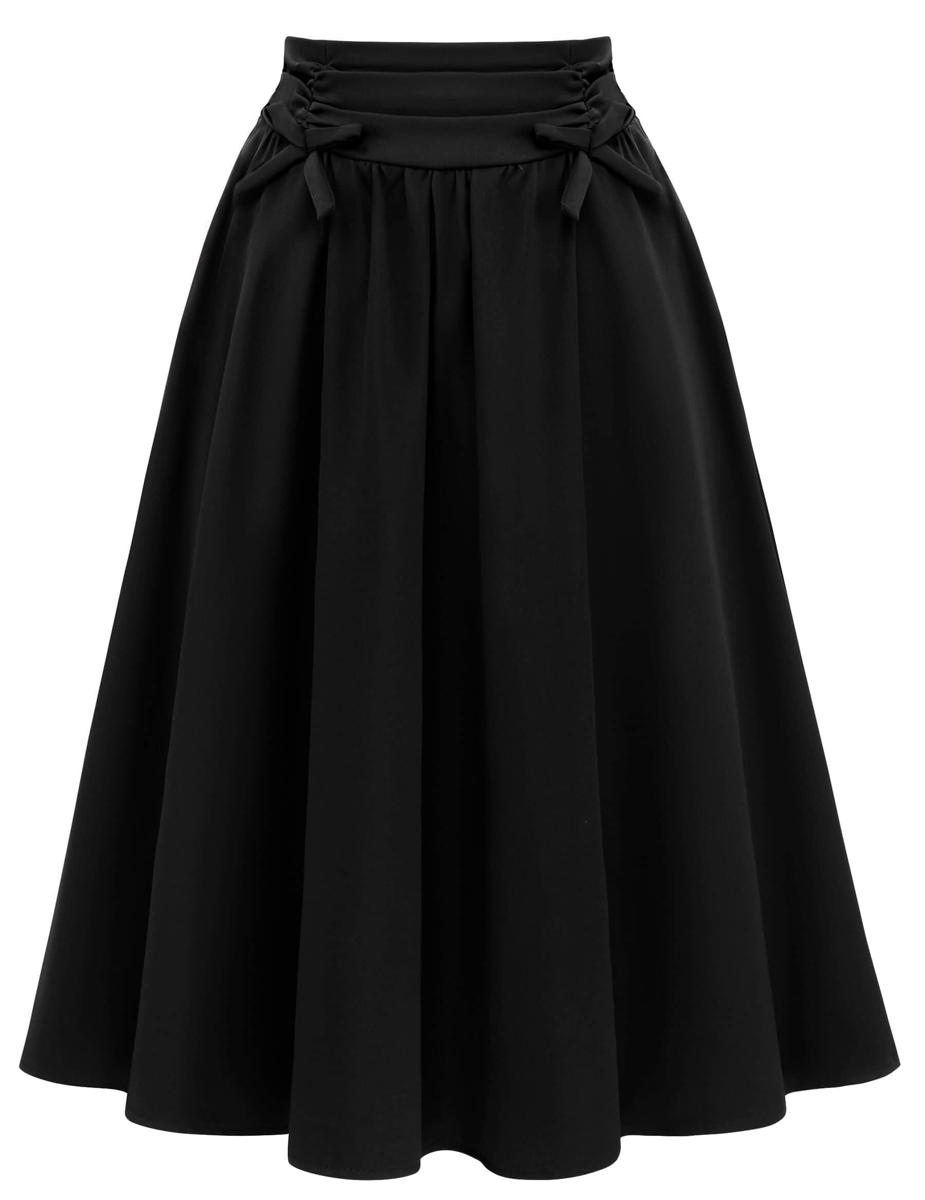 Wedtrend Midi Vintage Pleated Work Office Skirt for Women with Pockets Swing Cut,Soft Fabric, High Elastic Waist, Flowy A-Line, Outfits for Church,Wedding Guest,Work,Party and Everyday Wear