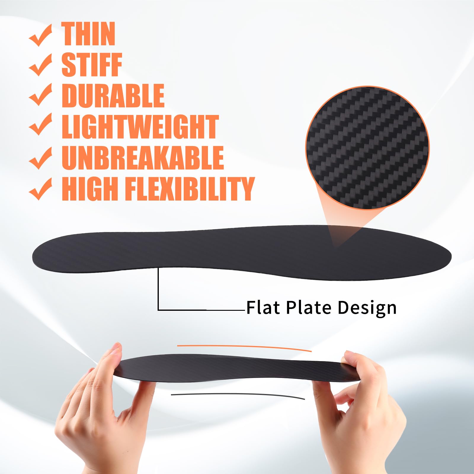 Carbon Fiber Insole for Men Women Rigid Carbon Fiber Shoe Insert Carbon