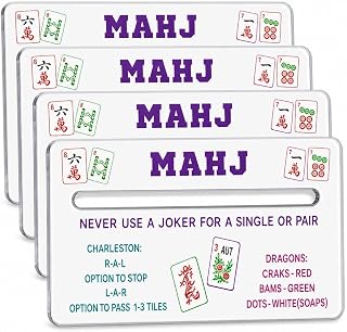 4 Pack Mahjong Line Reader with Rules 2026, Acrylic Mahjong Line Finder | American Mah Jongg Beginners Guide Tool Card Reader and Mahjong Accessories Gifts for Women