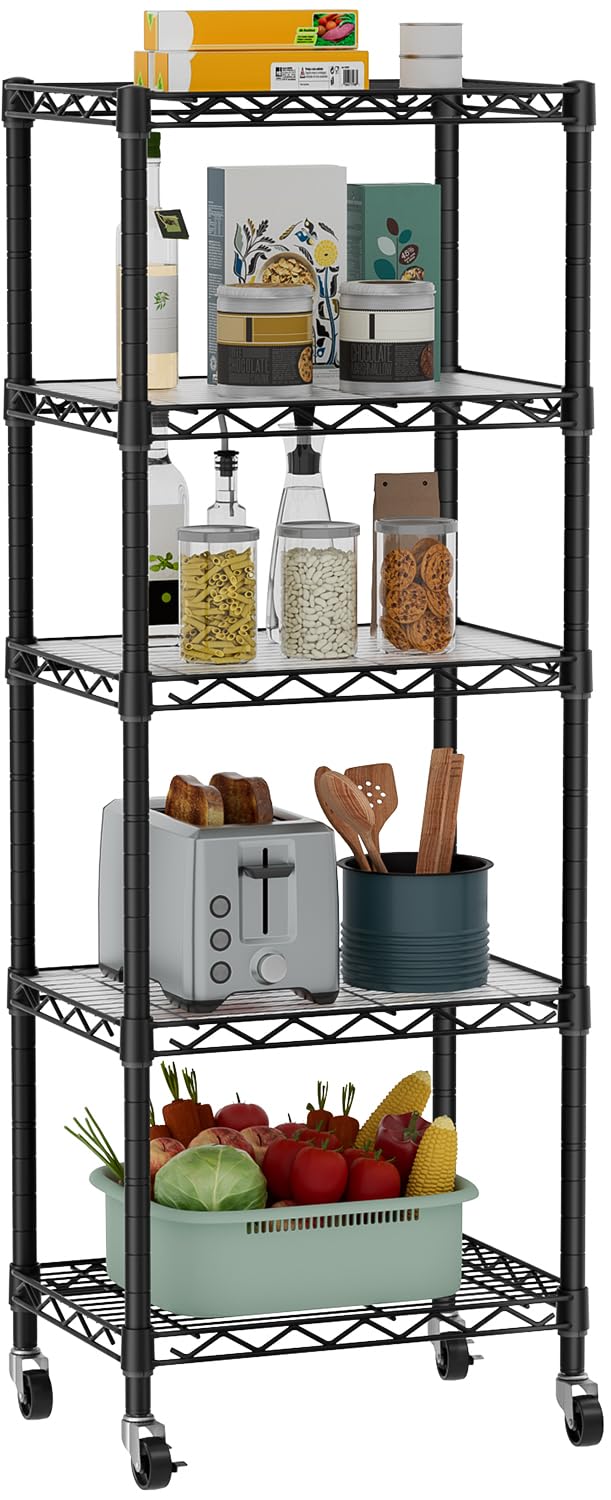 Golpart Small 5-Tier Wire Shelving with Wheels