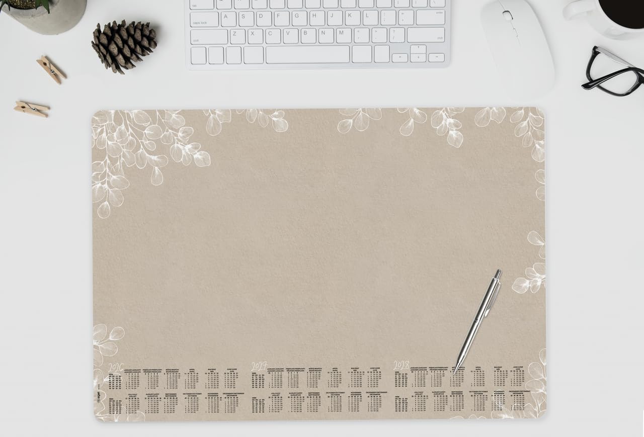SIGEL H6316 Paper Desk pad- Eucalyptus Leaves - Brown/White/Black - Approx. A2-2026/2027/2028 - DE/EN/FR/NL - 30 Sheets - FSC-Certified - Image 2
