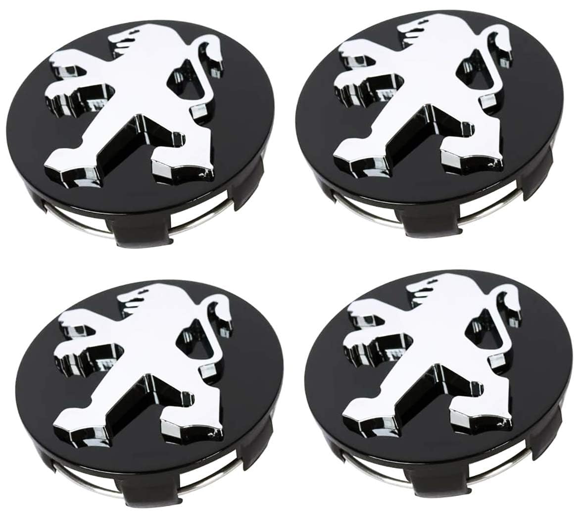 4 Pièces Cache-Moyeu pour Peugeot 108 208 2008 308 3008 3008 508 5008 60mm,Cache Moyeux,Cache de Roue Centrale,Auto Cache Moyeux Capuchons De Centre,Jante Centre D'emblème