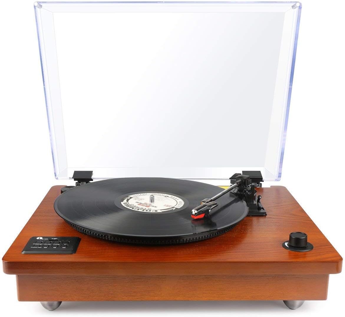 Usb Mp3 1byone Classic Wooden Turntable By One Classic Wooden