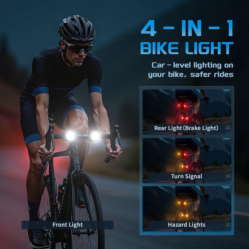 di Luci per Bicicletta Intelligente 2Pack, Luci Anteriori e Segnali di Svolta, Luci Anteriori e Posteriori Sincronizzate con per La Guida Notturna.
