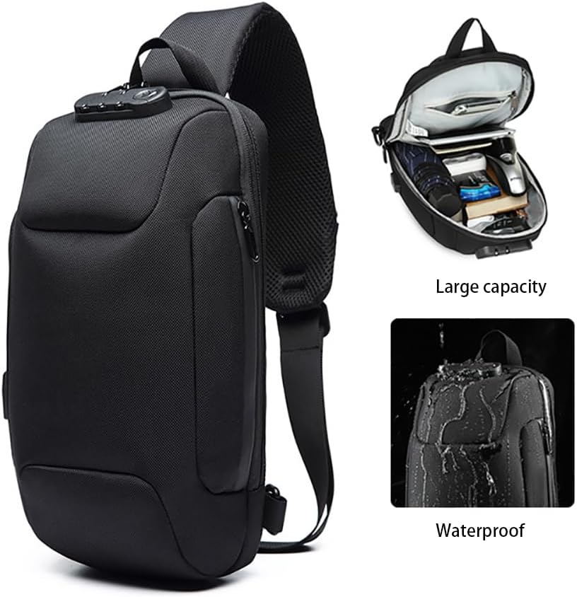 Shockproof Protective Crossbody Shoulder Chest Backpack Travel Home Storage Bag Carrying Case Compatible with OneXPlayer 2 8.4 Inch (Black) - Image 2
