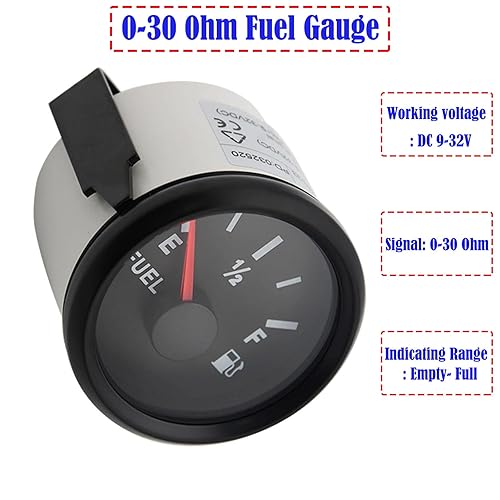 Miniatura 2 de Medidor de combustible de 0-30 ohmios, medidor de nivel de combustible de 2 pulgadas, medidor de tanque de combustible para automóvil, camión,