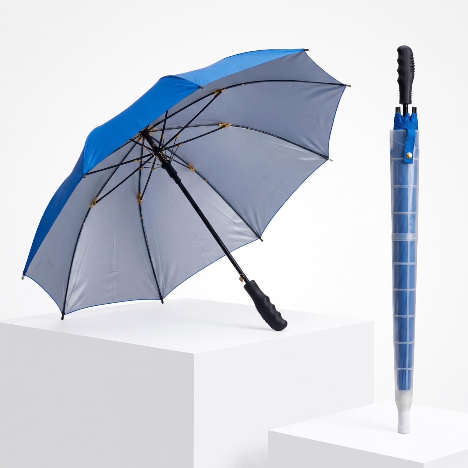 UV Umbrella with Novelty Carabiner Handle | 3-Fold Travel Umbrella for Rain | Windproof & Compact for Sun Protection | Auto Open & Close | 8 Ribs Men & Women (Black)-image-13