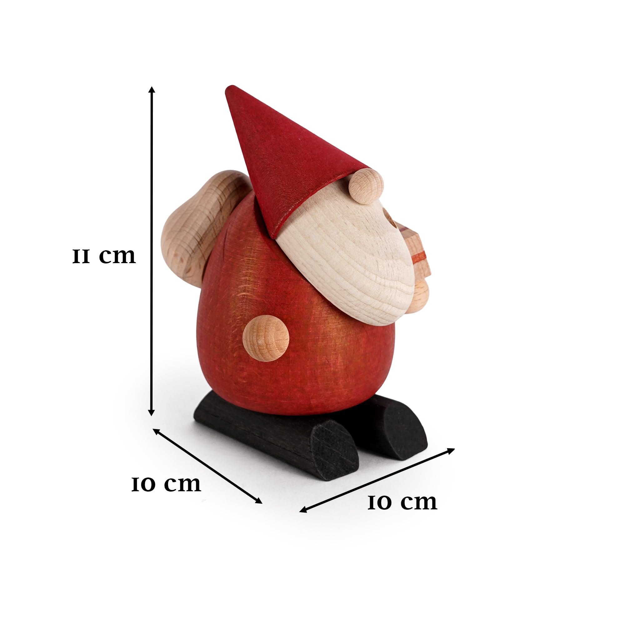 SAICO Räuchermännchen Weihnachtsmann Bescherung 11 cm - Handgefertigte Holzfigur inkl. Räucherfunktion - Erzgebirgische Handarbeit - Moderne Weihnachtsdekoration Made in Germany