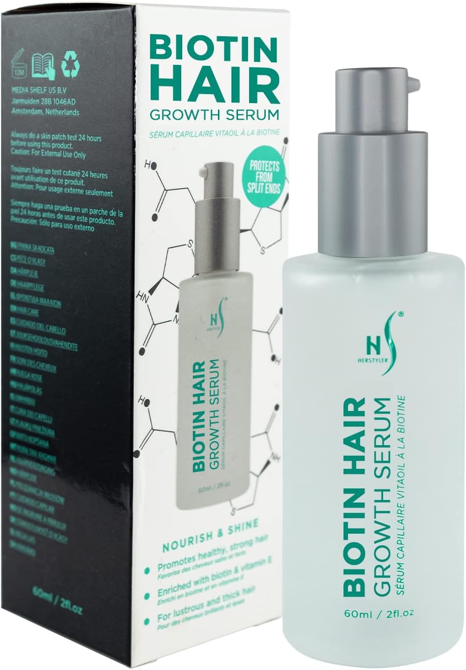 Herstyler Biotin Hair Serum - Hair Growth Serum for Hair Loss - Also Contains Argan Oil - 2 Fl Oz - Pack of 1