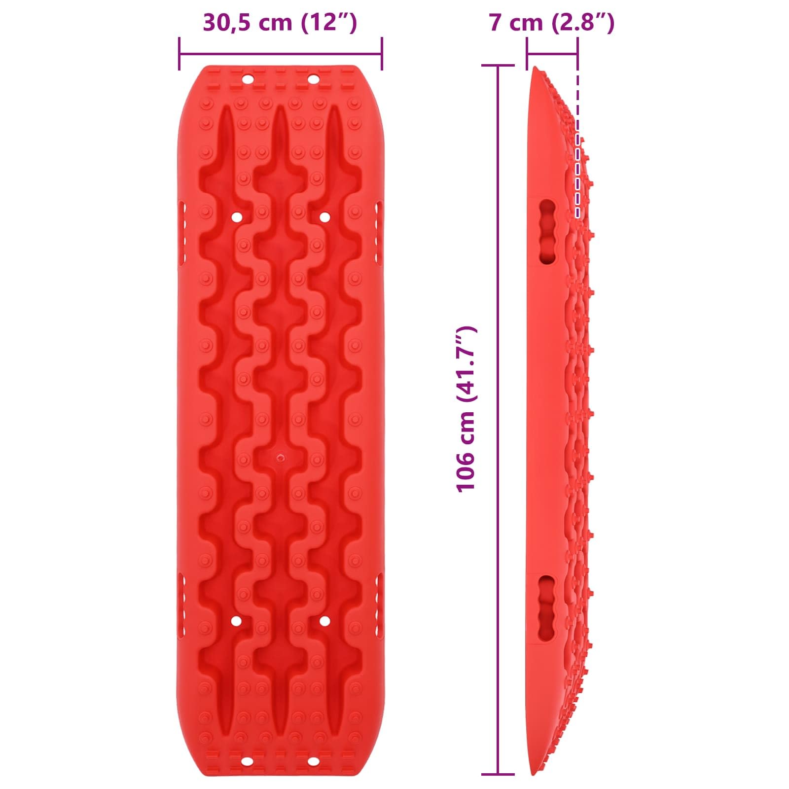 2 szt. zestaw desek górskich 106 x 30,5 x 7 cm ze wzmocnionego nylonu do offroad, ratownictwa, piasku, błota, śniegu