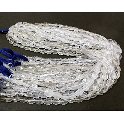 Perles ovales en cristal blanc du Brésil pour création bijoux - 3