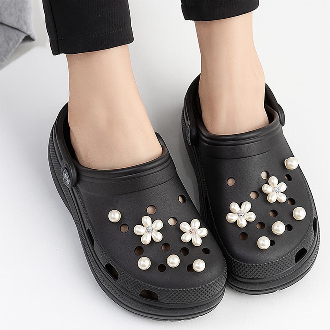 20 pcs de Kit de amuletos para zapatos, alfileres con perlas Flores, Adornos de Zapatos, Bonitos Abalorios de Zapatos de Diseño de Flores, Accesorios DIY para deseen agregar toque elegante