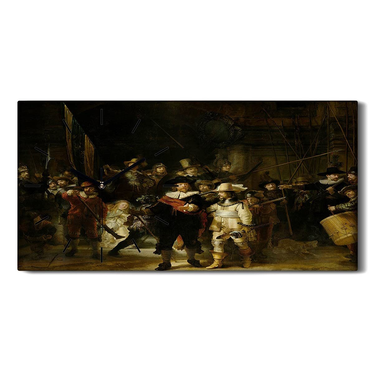 Horloge Silencieuse Sans Tic Tac Toile Rembrandt 60x30