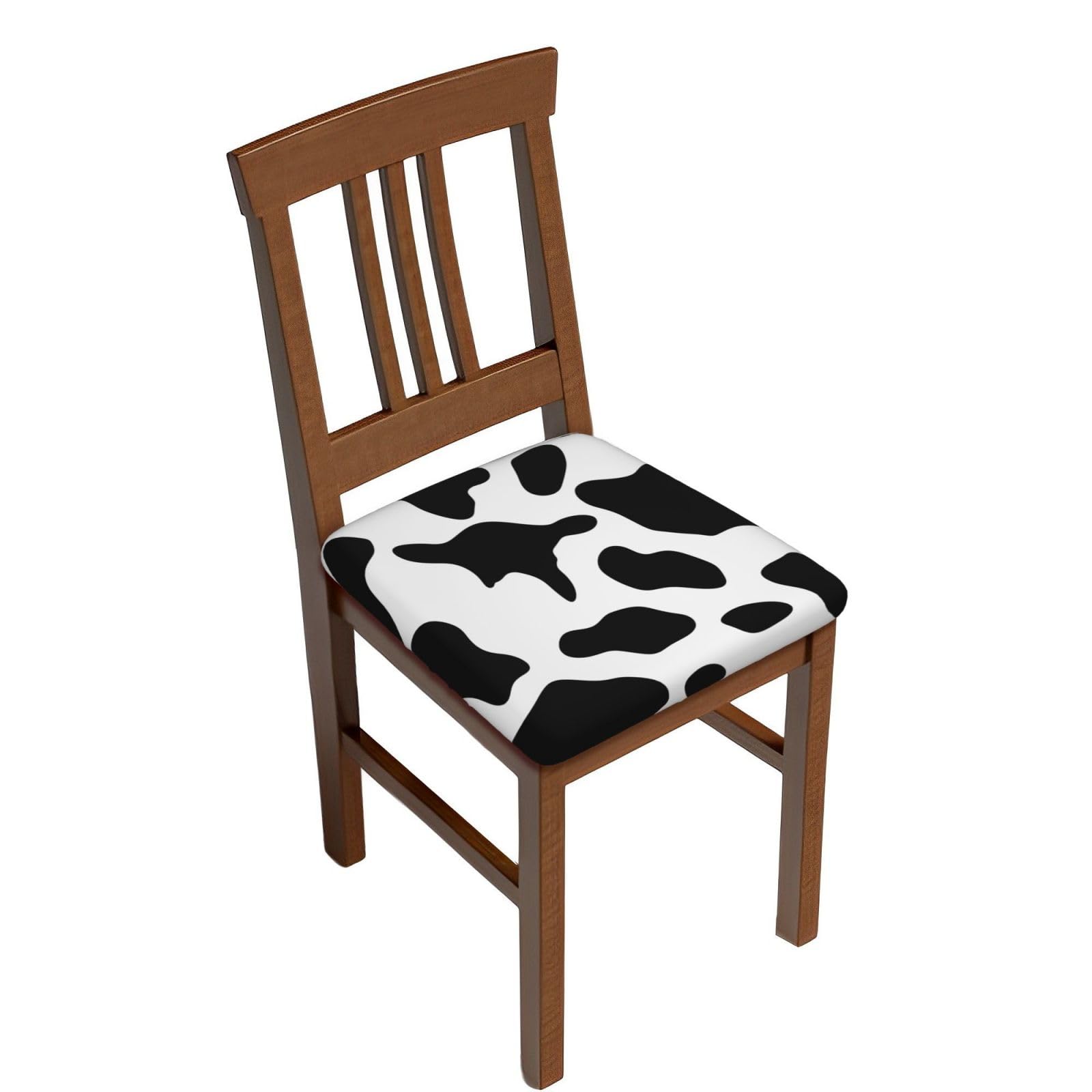 Fodpand Four Pieces Black And White Cow Print Square Stool Covers Stretch Removable Square Bar Stool Seat Covers Washable Dustproof Stool Cushion Slipcover Soft Milk Silk Bar Chair Covers With Band