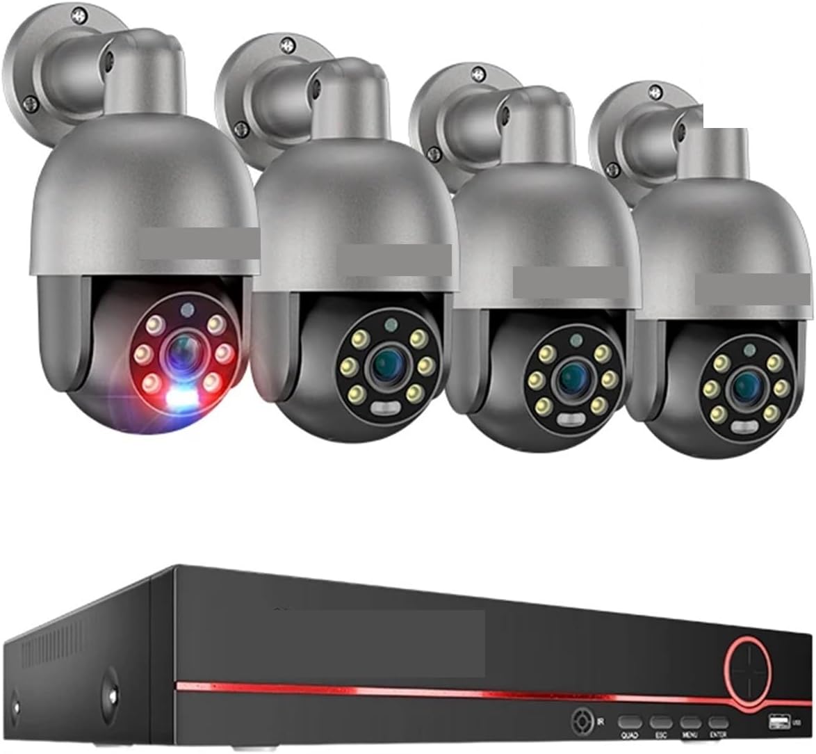 8CH 5MP HD POE CCTV Security Camera System Home Video Surveillance Kit Face Detection Outdoor IP Camera Set(3T(户外运动),8CH 4 PTZ Camera)