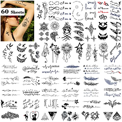 Cerlaza Temporary Tattoos for Women Men, 140 Styles Fake Henna Semi Permanent Tattoos for Adults, Tatuajes Temporales Waterproof Long Lasting Realistic Tiny Tattoo Stickers