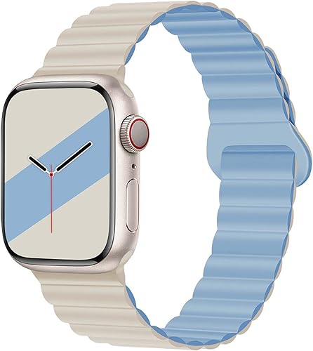 VNTOV Correas magnéticas de silicona compatibles con Apple Watch Band 38401614in 4244451929in para mujeres y hombres correa de silicona suave con