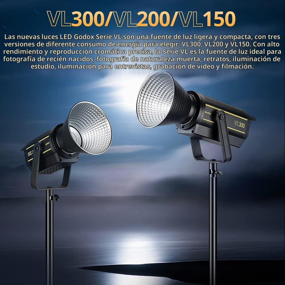 Amazon.com: Godox VL300 - Luces LED de 300 W, luz de día de 5600 K
