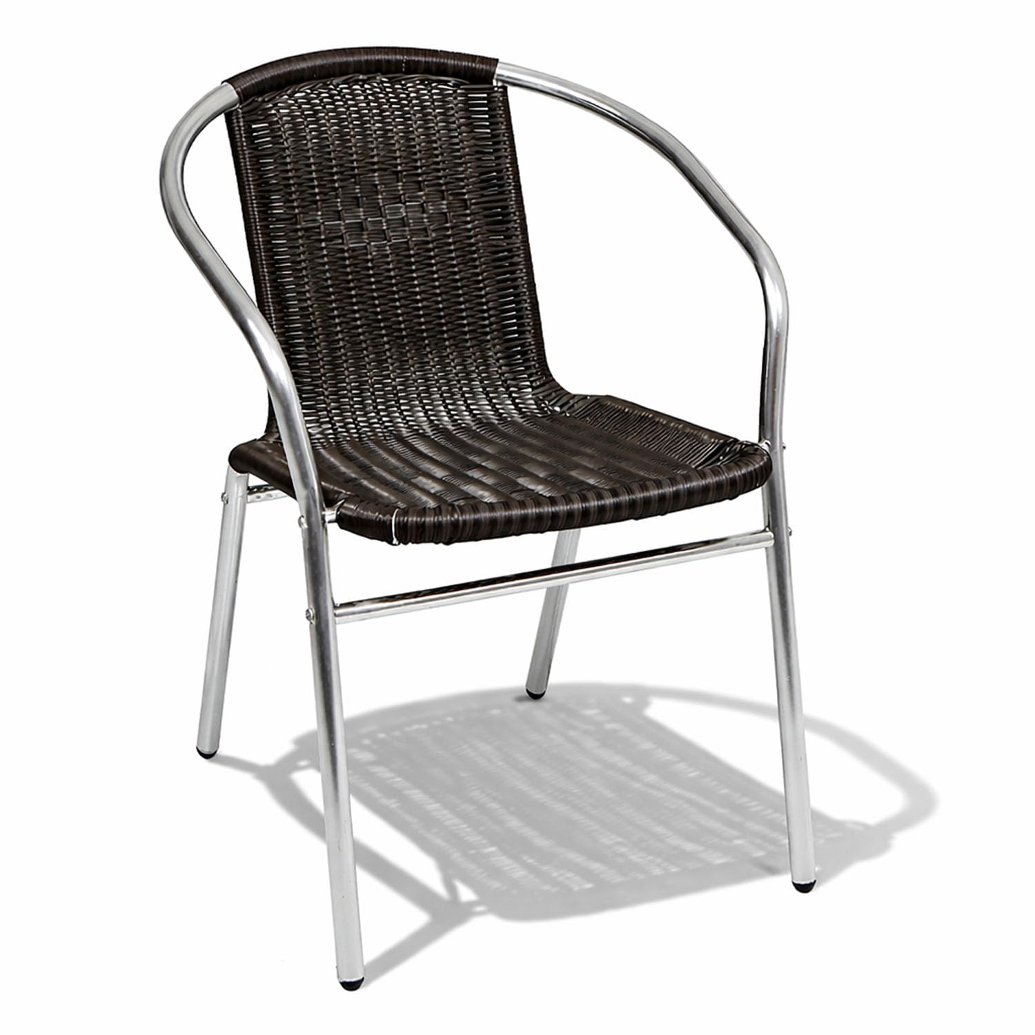 Mojawo Rattansessel Aluminium/Polyrattan Bistrostuhl stapelbar Stapelstuhl Campingstuhl Gartenstuhl Küchenstuhl Balkonmöbel Gartensitzmöbel Silber/Schwarz