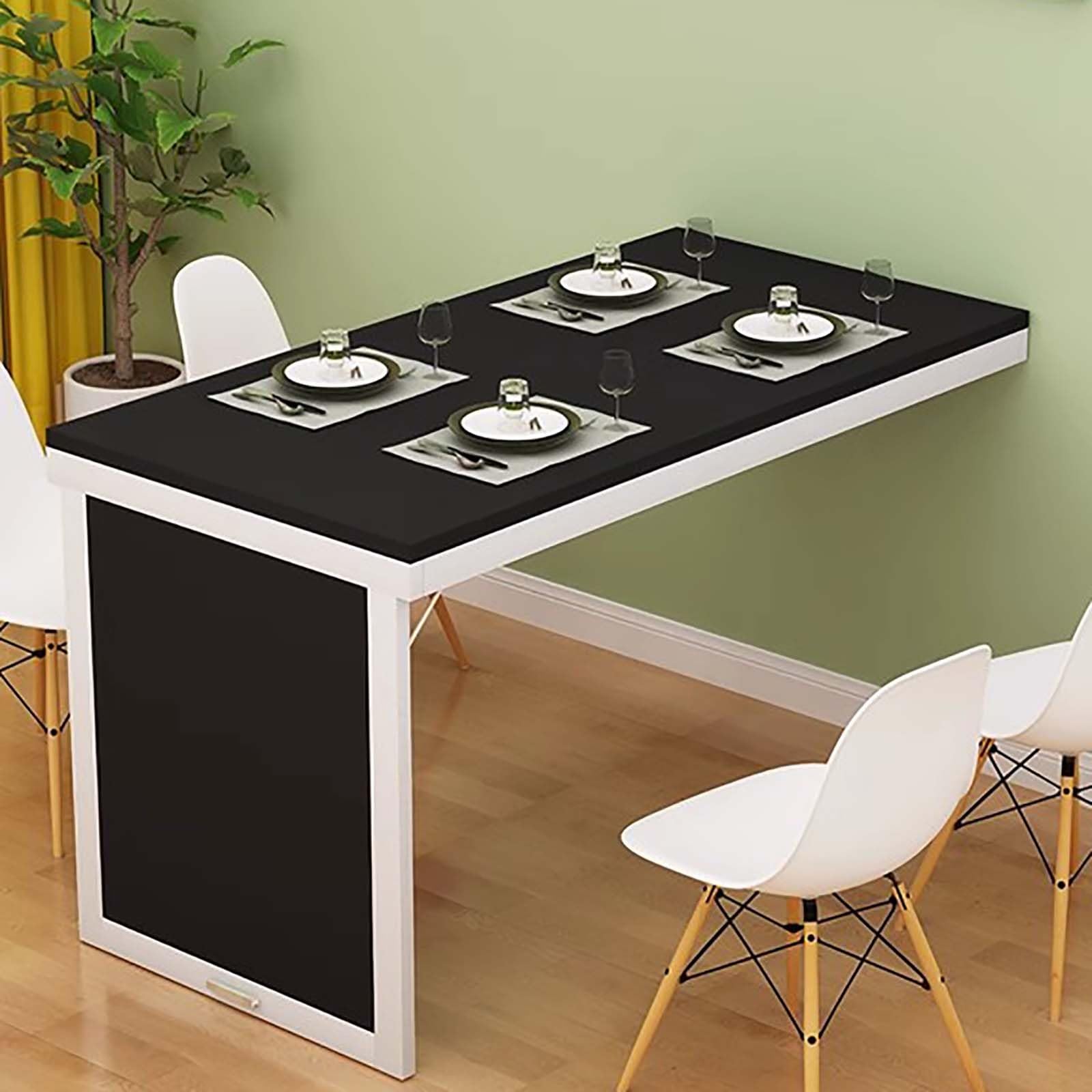 Table de salle à manger pliante murale noire gain de place pour optimiser les petits espaces