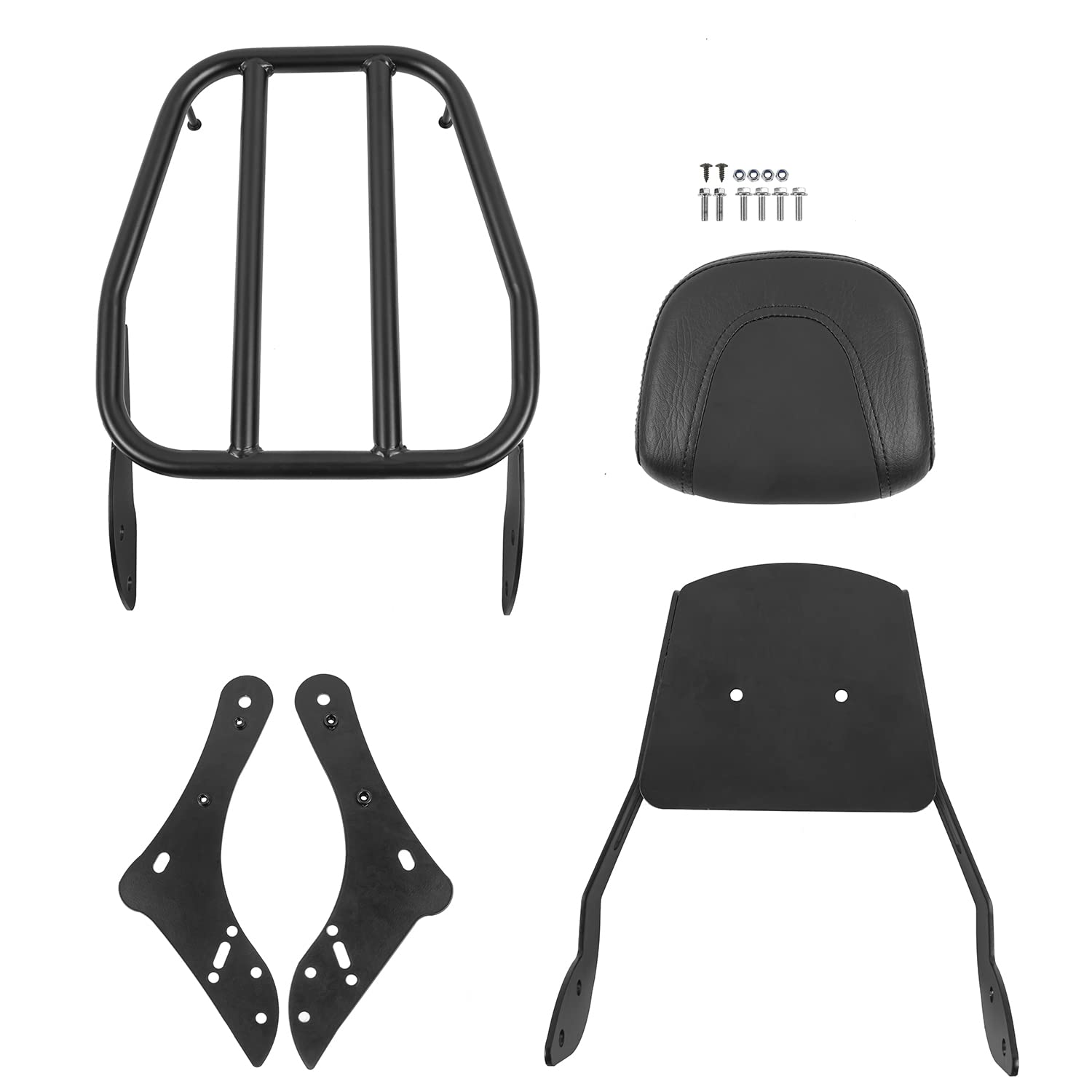 Sissy Bar Porte-Bagages arrière pour Vulcan S VN 650 2015-2024 2025 2026 Dosseret Porte Paquet - Noir | Porte-bagages arrière pour moto avec coussin de dossier passager