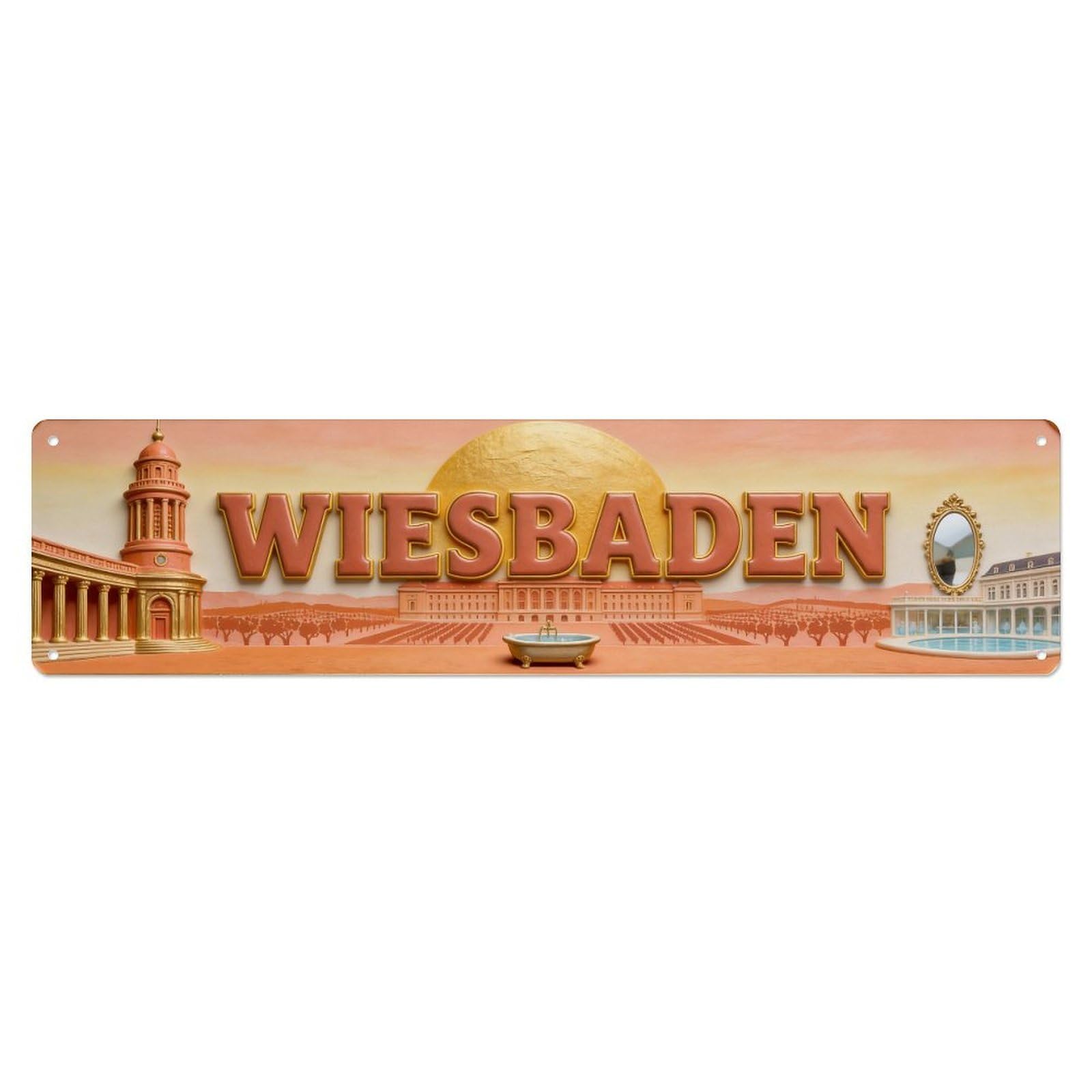 Wiesbaden Germany Vintage Metal Tin Sign