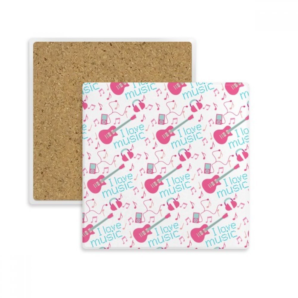 Coaster guitare rose bleu tasse porte boisson pierre carré multicolore