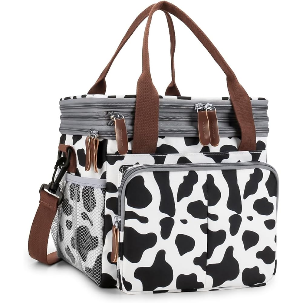 Vjsujehgy Expandable Double Deck Lunch Bag for Men and Women, Leakproof Insulated Cooler Large Capacity