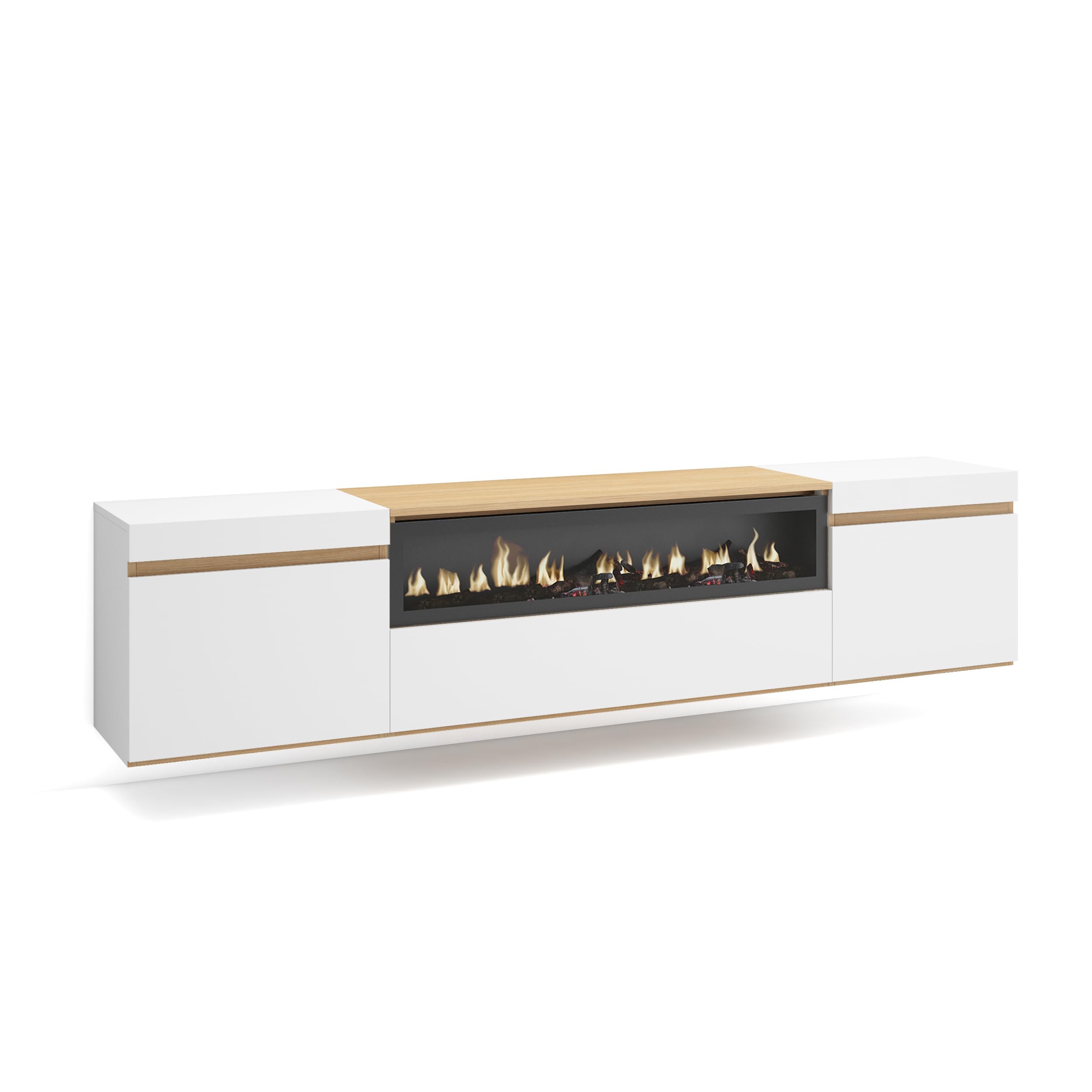 scaffale tv grande spazio di stoccaggio moderno white and soft oak