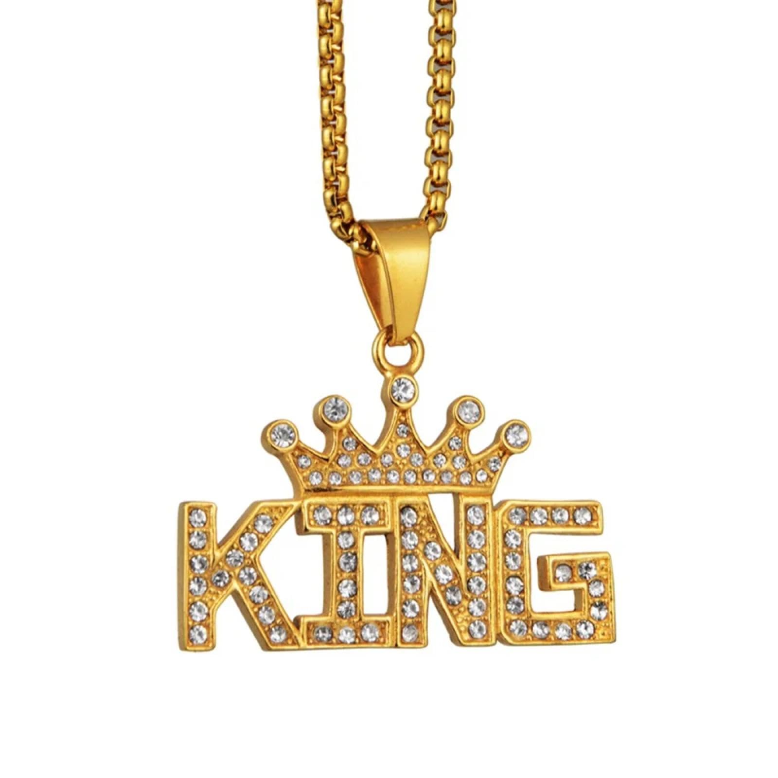 SiVaji Necklace Halskette Ketten Schmuck Herren Frauen Anhänger Necklacehip Hop Krone Buchstaben König Anhänger Halsketten Männer Frauen