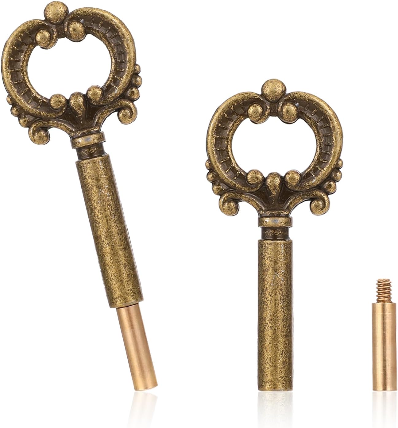 QfwdfcTrenz 4 Pack Antique Brass Lamp Turn Knob Switch Replacement with 1/2" Extensions - Vintage Metal Socket Keys for Floor & Table Lamps