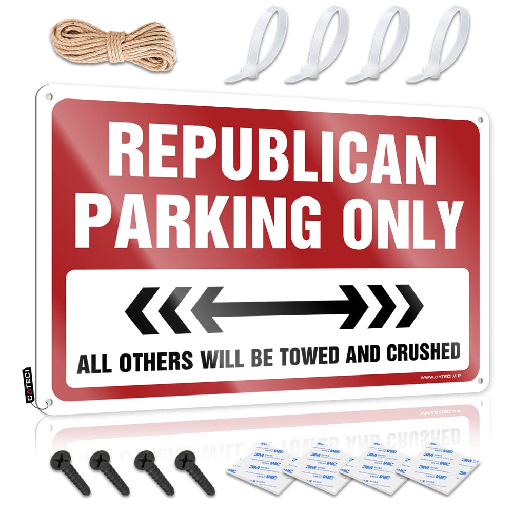 KRAZMURONGD Funnymetal Sign Republican Parking Only Tin Sign Man Cave Bar Beer Limit Sign