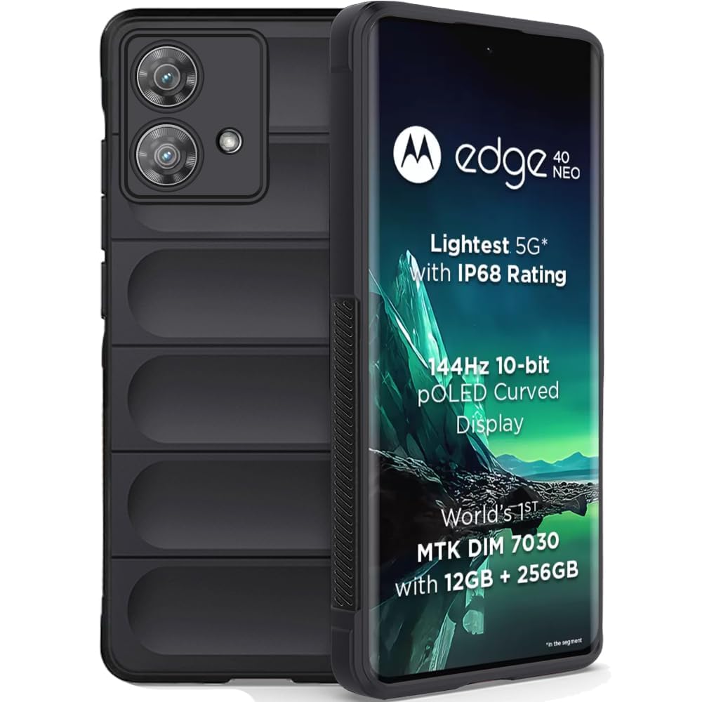 Bonqo Back Case Cover for Moto Edge 40 Neo | Compatible for Moto Edge 40 Neo Back Case Cover | Black