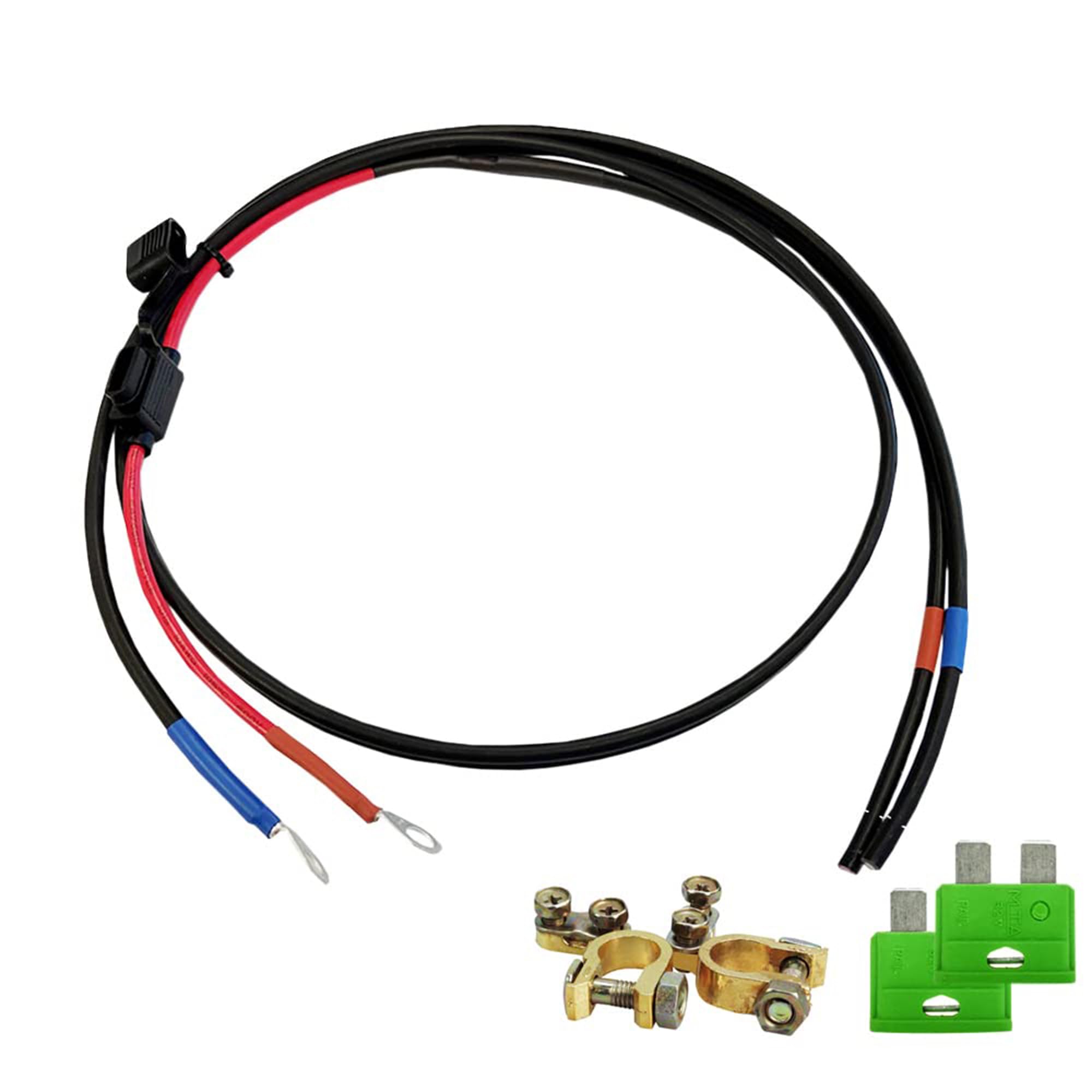 Offgridtec 8-01-001420 Kabel Baterii z Bezpiecznikiem 30 A do Akumulatorów Solarnych do Regulatorów Ładowania, 1,5 m