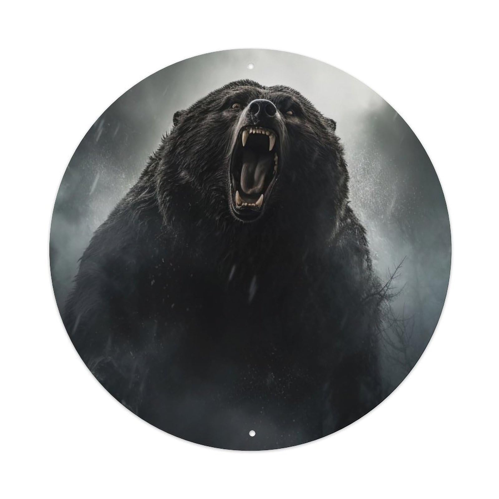 Animal Artwork Black Bear in The Rain Metal Tin Sign