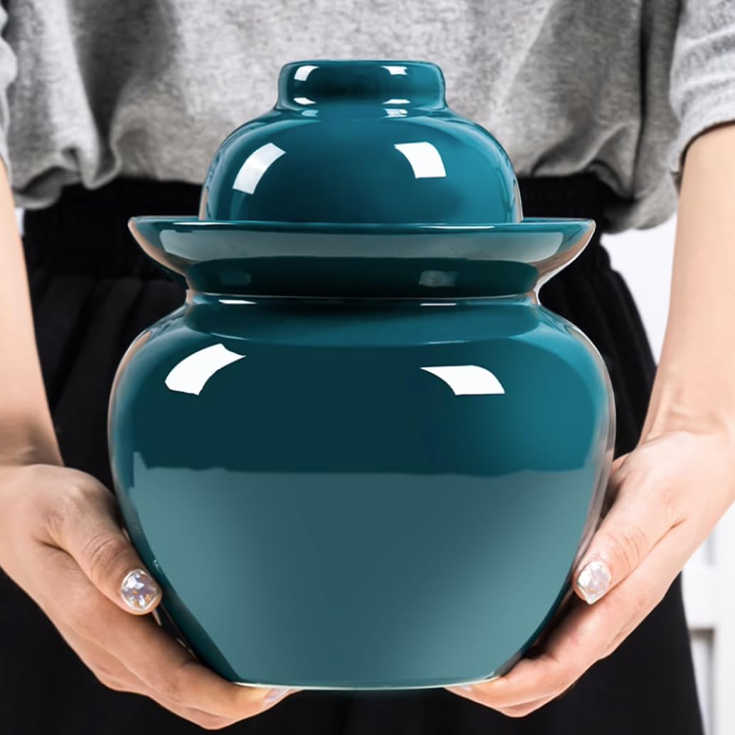 Garnek do fermentacji, garnek do marynowania z naturalnej kamionki z uszczelką wodną, pokrywka Airlock do kimchi i warzyw, tradycyjny design porcelany