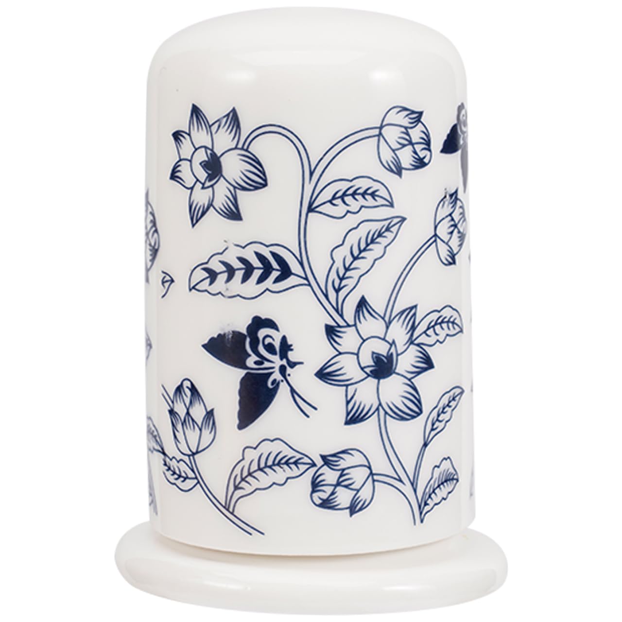 Cabilock Ceramic Toothpick Holder with Lid, Blue and White Floral Design, Toothpick Dispenser for Home, Kitchen, Dining Table, 2.75 X 1.96 Inches, Food Safe