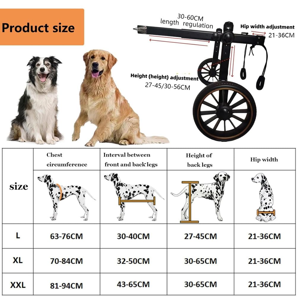 Carrito para Mascotas Silla de Ruedas Perros con Patas traseras Ajustable pequeños y Grandes Todoterreno Doble cojinete Malla Transpirable fácil Poner Quitar XL