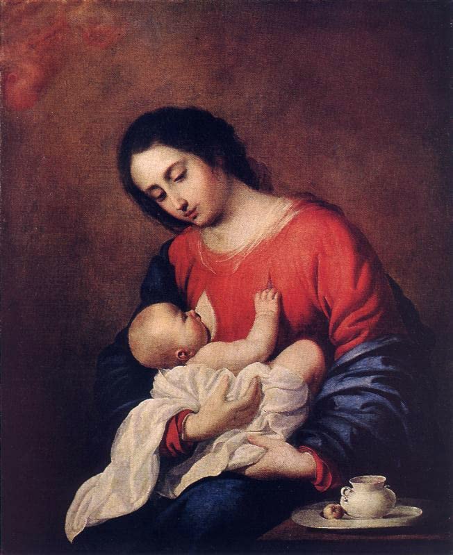 Affiche Impression d'art Dame à l'enfant Zurbaran Tableau Image Sur Toile 60x90