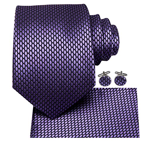 Image of Dubulle Mens Tie Set Solid Paisley Silk Striped Necktie for Men with Cufflinks Tie and Pocket Square