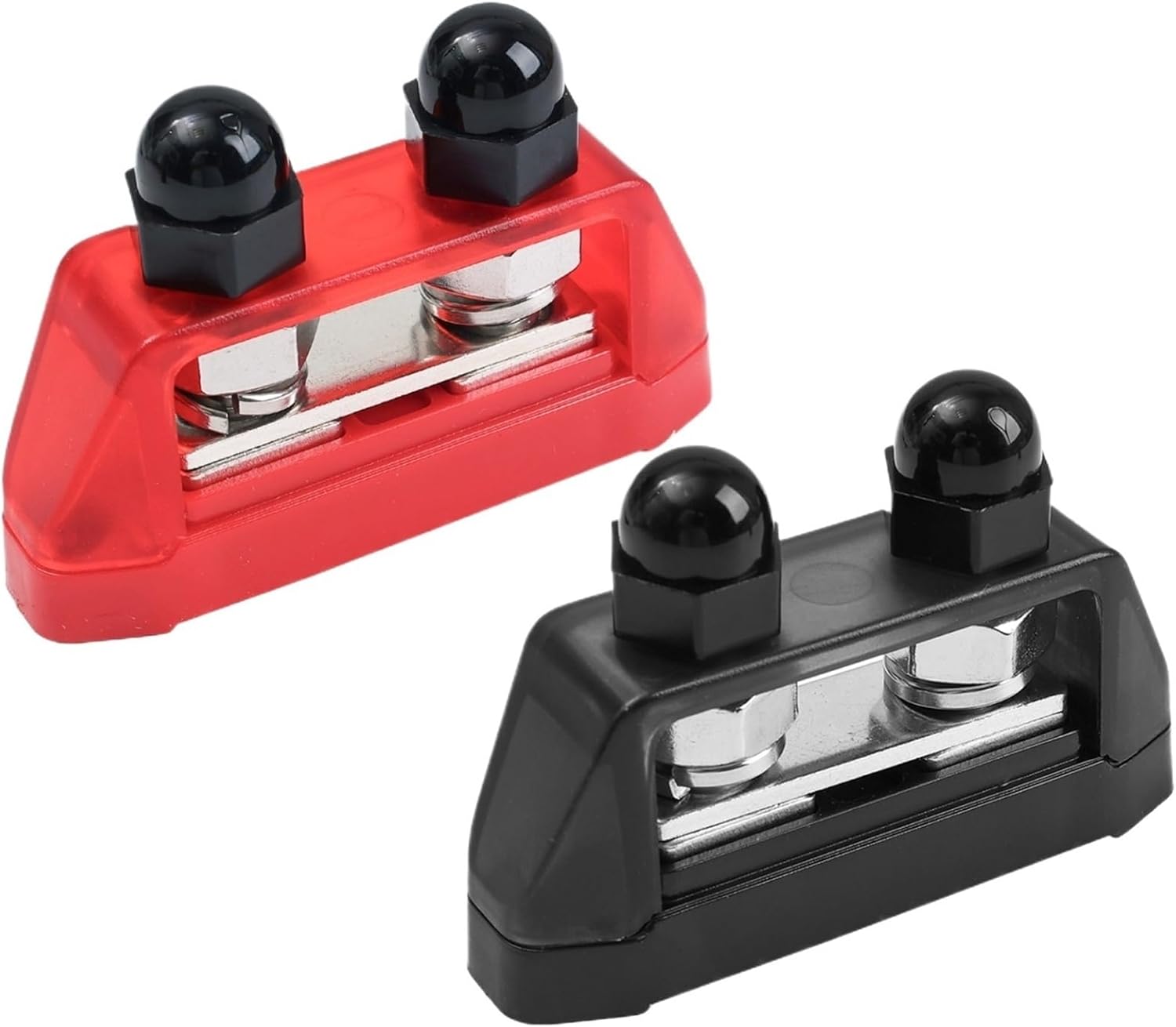 2PCS Dual Stud Bus Bar 12-48V Power Distribution Block Holder for Auto for Marine Car Trailer RV Boat Automotive