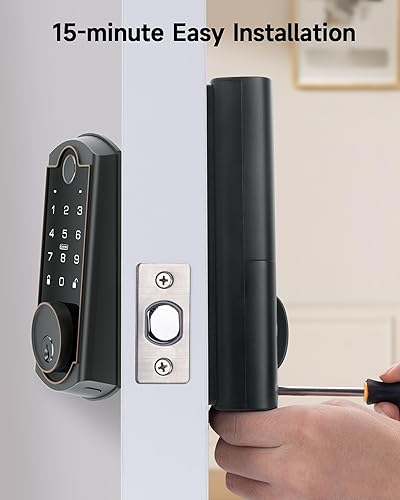 Miniatura 7 de Smart Lock ST380, Wi-Fi integrado, cerradura de puerta de entrada sin llave de huellas dactilares, cerrojo de seguridad para puerta delantera,
