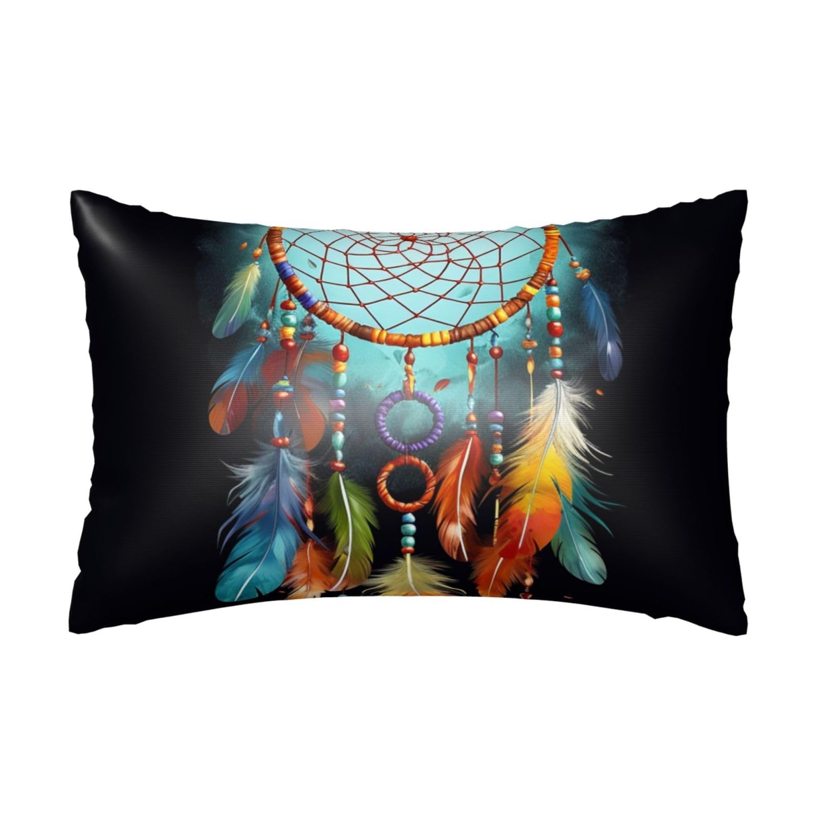 Satin Pillowcase for Hair and Skin, Feathers Dream Catcher Pillow Case Queen Size 20x30 Inches, Cooling Silky Pillowcases with Zipper Ultra Smooth and Soft Pillow Cover for Sleeping
