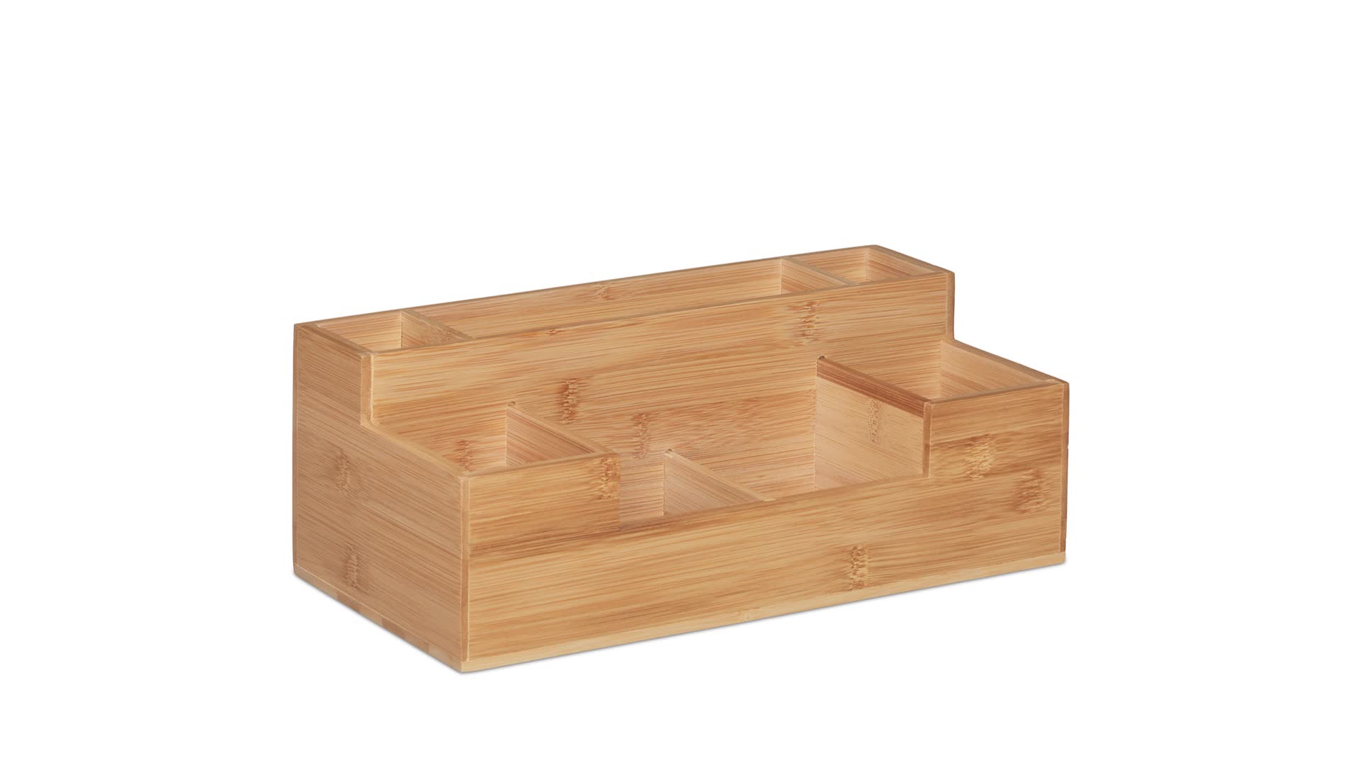 Relaxdays Organizer Da Scrivania In Bambù Con 2 Cassetti E 7 Scomparti - 15,5x33x20,5 Cm, Naturale