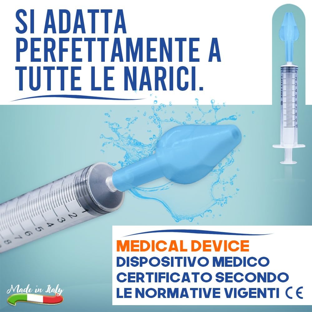 Mumi's 4 olive per lavaggi nasali 4 siringhe maxi 20ml per lavaggi nasali bambini e adulti dispositivo medico CE (4 siringhe 4 olive)